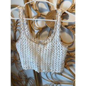 RVCA Womens Crochet Crop Top White Beige Open Knit Boho Tank Medium